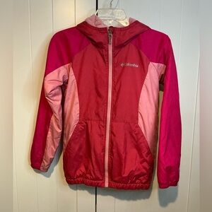 Columbia Jacket Girls M 10/12 Pink Windbreaker Colorblock PFG Vented Lightweight